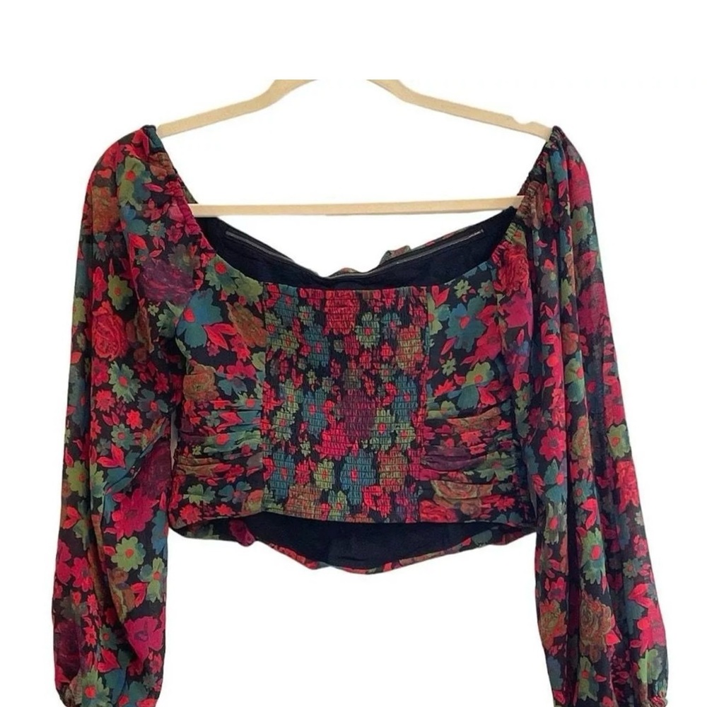 Free People Women's Size Small Oh La La Pink Roses Bodice Cropped Top NWOT